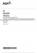 AQA AS HISTORY 7041/1C The Tudors: England, 1485–1603  Component 1C Consolidation of the Tudor Dynasty: England, 1485–1547 Mark scheme June 2024