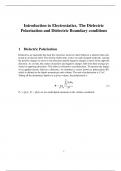 Electrostatics. Dielectric Polarization and Boundary Conditions