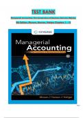 Test Bank for Managerial Accounting: The Cornerstone of Business Decision Making, 8th Edition by (Mowen/Hansen/Heitger), ISBN: 9780357715345, All 15 Chapters Covered, Verified Latest Edition