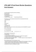 UTA A&P II Final Exam Review Questions And Answers