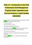 PGA 3.0 - Introduction to the PGA Professional Golf Management Program Exam | Questions and Correct Answers | Latest Update 2024/2025