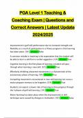 PGA Level 1 Teaching & Coaching Exam | Questions and Correct Answers | Latest Update 2024/2025