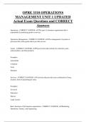 OPRE 3310 OPERATIONS  MANAGEMENT UNIT 1 UPDATED  Actual Exam Questions and CORRECT  Answers