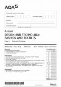 AQA A LEVEL DESIGN AND TECHNOLOGY: FASHION AND TEXTILES PAPER 1 QUESTION PAPER 2024 (7562/1: Technical Principles)