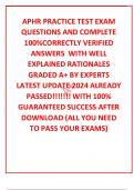 APHR PRACTICE TEST EXAM  QUESTIONS AND COMPLETE 100%CORRECTLY VERIFIED ANSWERS  WITH WELL EXPLAINED RATIONALES GRADED A+ BY EXPERTS LATEST UPDATE 2024 ALREADY PASSED!!!!!!! WITH 100% GUARANTEED SUCCESS AFTER DOWNLOAD (ALL YOU NEED TO PASS YOUR EXAMS)