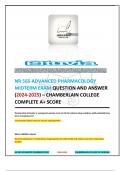 NR 565 ADVANCED PHARMACOLOGY MIDTERM EXAM QUESTION AND ANSWER (2024-2025) – CHAMBERLAIN COLLEGE COMPLETE A+ SCORE