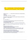 CDL - Combination Vehicle Practice Test Questions And Answers 100% Verified.