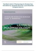 Test Bank Lehne's Pharmacology for Nursing Care, 12th Edition by Jacqueline Burchum, Laura Rosenthal Complete Guide A+NEW EDITION