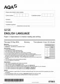 AQA GCSE ENGLISH LANGUAGE PAPER 1 QUESTION PAPER 2024 (8700/1 :Explorations in Creative reading and Writing )