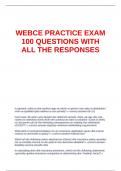 WEBCE PRACTICE EXAM 100 QUESTIONS WITH ALL THE RESPONSES