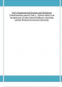D221 Organizational Systems and Healthcare Transformation passed Task 1 - Patient safety is an integral part of value-based healthcare. Ensuring patient Western Governors University