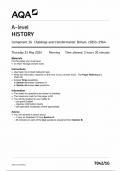 AQA A LEVEL HISTORY COMPONENT 1G QUESTION PAPER 2024 (7042/1G :Challenge and Transformation :Britain,c)