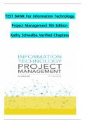 TEST BANK For Information Technology Project Management 9th Edition by Kathy Schwalbe,  All Chapters 1 to 13 complete Verified editon ISBN: 9781337101356