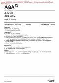 Actual 2024 AQA A-level GERMAN 7662/2 Paper 2 Writing Merged Question Paper + Mark Scheme