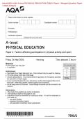 Actual 2024 AQA A-level PHYSICAL EDUCATION 7582/1 Paper 1 Factors affecting participation in physical activity and sport Merged Question Paper + Mark Scheme