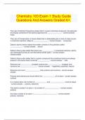  Chemistry 103 Exam 1 Study Guide Questions And Answers Graded A+.