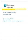 Pearson Edexcel GCSE In Japanese (1JA0) Paper 1H: Listening and understanding in  Japanese Mark Scheme (Results) Summer 2024