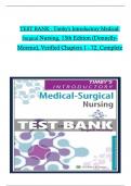 TEST BANK For Timby's Introductory Medical-Surgical Nursing, 13th American Edition by Donnelly-Moreno, All Chapters 1 to 72 complete Verified editon ISBN:9781975172237