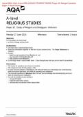 Actual 2024 AQA A-level RELIGIOUS STUDIES 7062/2C Paper 2C Study of Religion and Dialogues: Hinduism Merged Question Paper + Mark Scheme