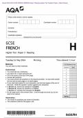 Actual 2024 AQA GCSE FRENCH 8658/RH Paper 3 Reading Higher Tier Merged Question Paper + Mark Scheme