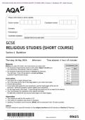 Actual 2024 AQA GCSE RELIGIOUS STUDIES (SHORT COURSE) 8061/1 Section 1: Buddhism Merged Question Paper + Mark Scheme