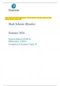 Pearson Edexcel GCSE In Mathematics (1MA1) Foundation (Calculator) Paper 2F Mark  Scheme (Results) Summer 2024