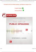 Test Bank for The Art of Public Speaking, 13th Edition by Stephen Lucas 9781259924606 Newest Edition 2024 Instant Pdf Download