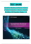 Test Bank for Spreadsheet Modeling And Decision Analysis A Practical Introduction To Business Analytics 9th Edition Cliff Ragsdale All Chapters Covered ,Latest Edition ISBN:9780357132203