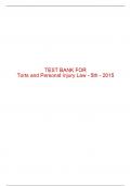 Test Bank For Torts and Personal Injury Law - 5th - 2015 All Chapters - 9781133691853