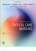 Test Bank For Introduction to Critical Care Nursing 8th Edition by Mary Lou Sole; Deborah Goldenberg Klein; Marthe J. Moseley |Complete Guide  Chapter1-21 | With Rationales | Latest  Edition 