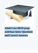 Adult Care HESI prep- acid/base Quiz: Questions and Correct Answers