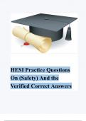 HESI Practice Questions On (Safety) And the Verified Correct Answers