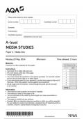 AQA A Level Media Studies Paper 1 June 2024 QUESTION PAPER-7572/1