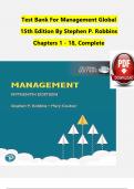 TEST BANK For Management Global, 15th Edition By Stephen P. Robbins, Verified Chapters 1 - 18, Complete Newest Version