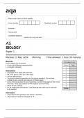 Aqa AS BIOLOGY (7401/1) paper 1 CORRECT Question paper May 2024