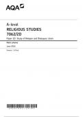 AQA A Level Religious Studies Paper 2D June 2024 Final Mark Scheme-7062/2D