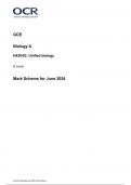 OCR GCE Biology A H420/03 Unified biology A Level Question paper  Mark Scheme for June 2024