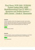 Final Exam: NUR 2392 / NUR2392 (Latest Update 2024 / 2025) Multidimensional Care II / MDC 2 | Questions and Verified Answers | 100% Correct | Grade A - Rasmussen