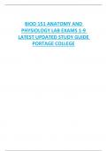 BIOD 151 ANATOMY AND  PHYSIOLOGY LAB EXAMS 1-9  LATEST UPDATED STUDY GUIDE  PORTAGE COLLEGE