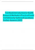 Test bank introduction to health research methods a practical guide 3rd edition by kathryn h. jacobsen / All chapters /2024 Updated / Rated A+