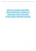 BIOD 151 HUMAN ANATOMY  AND PHYSIOLOGY 1 MODULE 5  LAB EXAM LATEST UPDATED  STUDY GUIDE PORTAGE COLLEGE