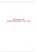 Test Bank For Biological Psychology - 14th - 2024 All Chapters - 9780357798126