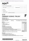 Actual 2024 AQA GCSE COMBINED SCIENCE: TRILOGY 8464/C/1F Chemistry Paper 1F Merged Question Paper + Mark Scheme + Insert