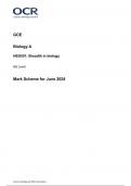 OCR GCE  Biology A H020/01: Breadth in biology AS Level Mark Scheme for June 2024