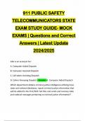 911 PUBLIC SAFETY TELECOMMUNICATORS STATE EXAM STUDY GUIDE- MOCK EXAMS | Questions and Correct Answers | Latest Update