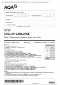 Actual 2024 AQA GCSE ENGLISH LANGUAGE 8700/1 Paper 1 Explorations in creative reading and writing Merged Question Paper + Mark Scheme + Insert