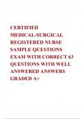 CERTIFIED MEDICAL-SURGICAL REGISTERED NURSE SAMPLE QUESTIONS  WITH CORRECT  SOLUTIONS ALL VERIFIED BY AN EXPERT