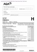 Actual 2024 AQA GCSE FRENCH 8658/LH Paper 1 Listening Higher Tier Merged Question Paper + Mark Scheme (with Listening Test Transcript)