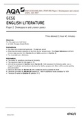 AQA GCSE ENGLISH LITRATURE Paper 2 Shakespeare and unseen  poetry June 2021