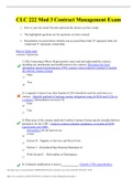    CLC 222 Mod 3 Contract Management Exam  •	Here is your test result.The dots represent the choices you have made.  •	The highlighted questions are the questions you have missed.  •	Remediation Accessed shows whether you accessed those links.'N' re